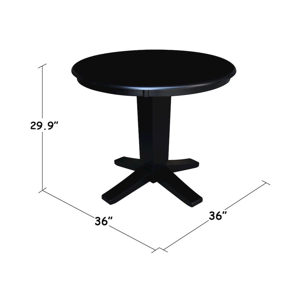 36 in Round Top Pedestal Dining Table in Black. Picture 2