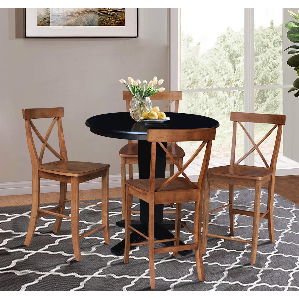 36 in Round Top Counter Height Dining Table with 4 Stools - 5 Piece Set. Picture 3