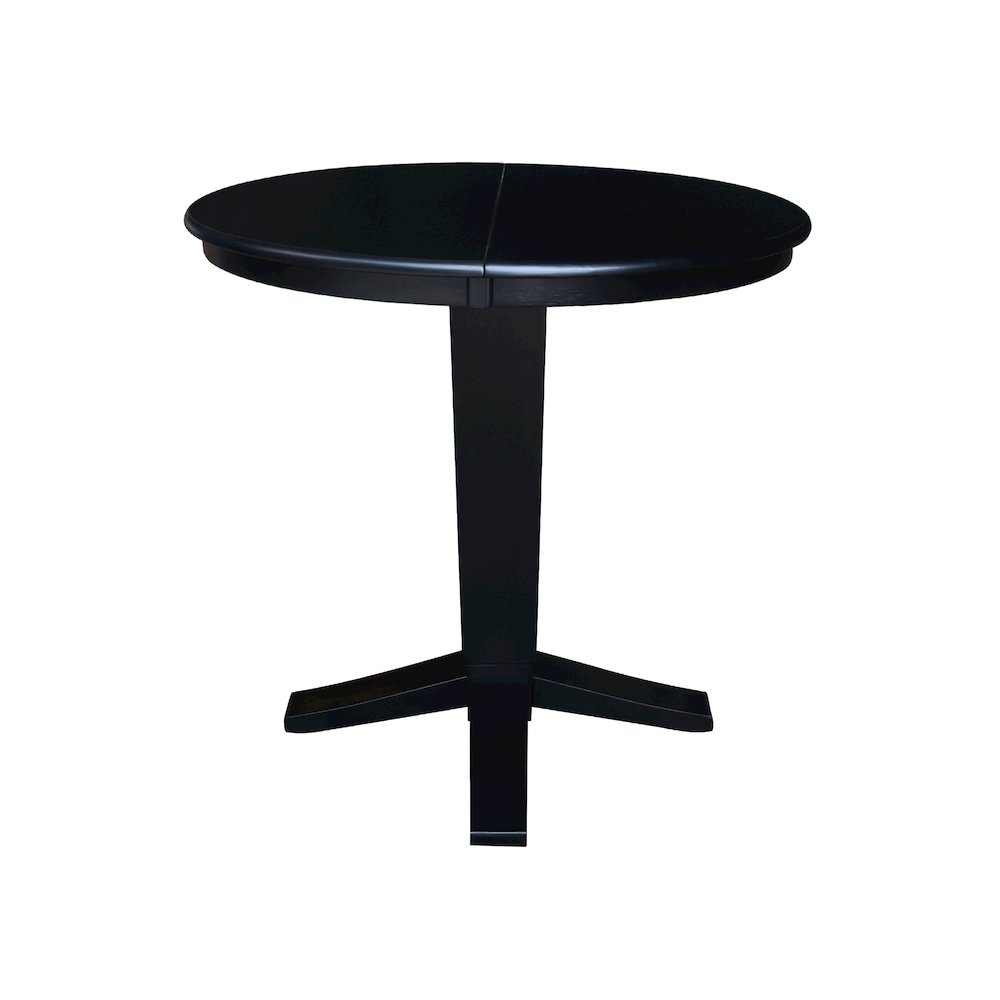 36 in Round Top Pedestal Counter Height Dining Table with 12 in Leaf in Black. Picture 4