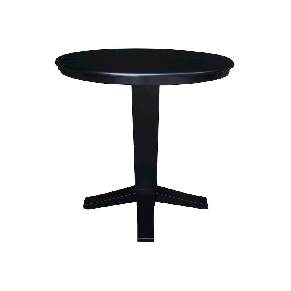 36 in Round Top Pedestal Counter Height Dining Table with 12 in Leaf in Black. Picture 6