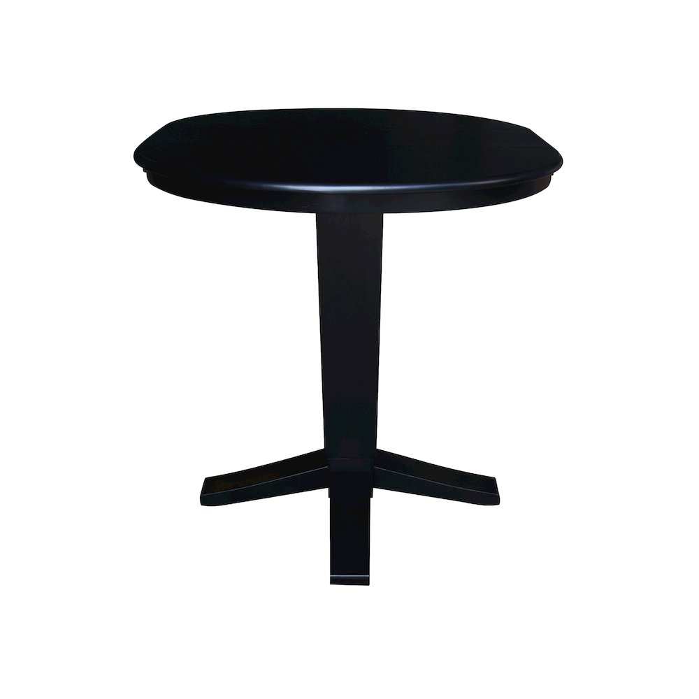 36 in Round Top Pedestal Counter Height Dining Table with 12 in Leaf in Black. Picture 5
