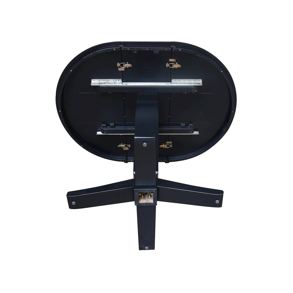 36 in Round Top Pedestal Counter Height Dining Table with 12 in Leaf in Black. Picture 7