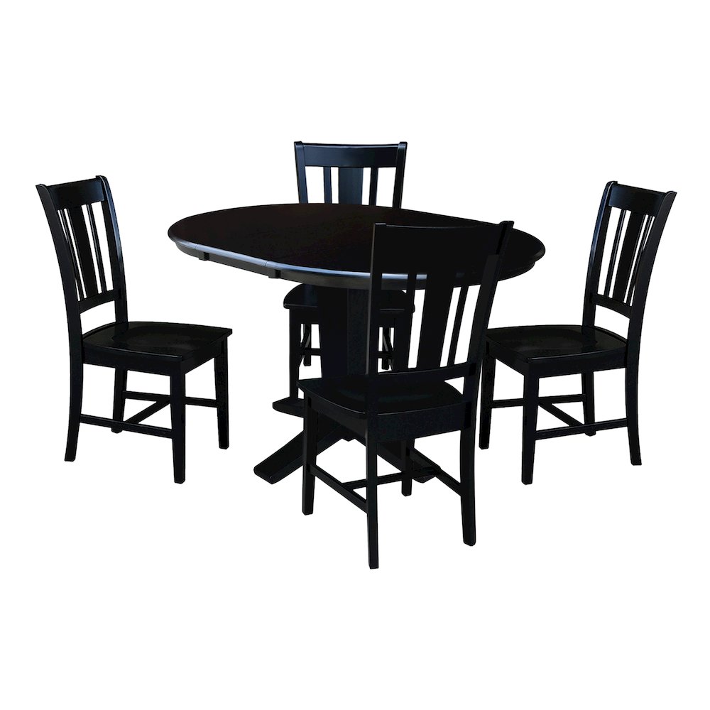 36 in Round Extension Dining Table with 12 in Leaf and 4 Dining Chairs, 5Pcs Set. Picture 6