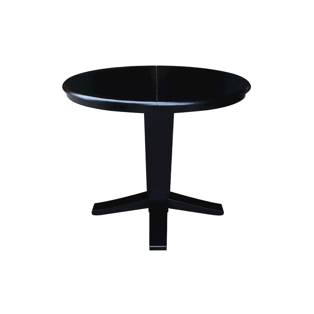 36 in Round Top Pedestal Dining Table with 12 in Leaf in Black. Picture 4