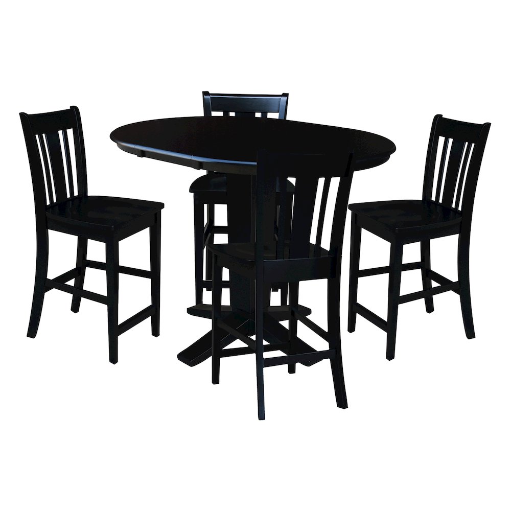 36 in Round Counter Height Dining Table with 12 in Black - 5 Pcs Set. Picture 6