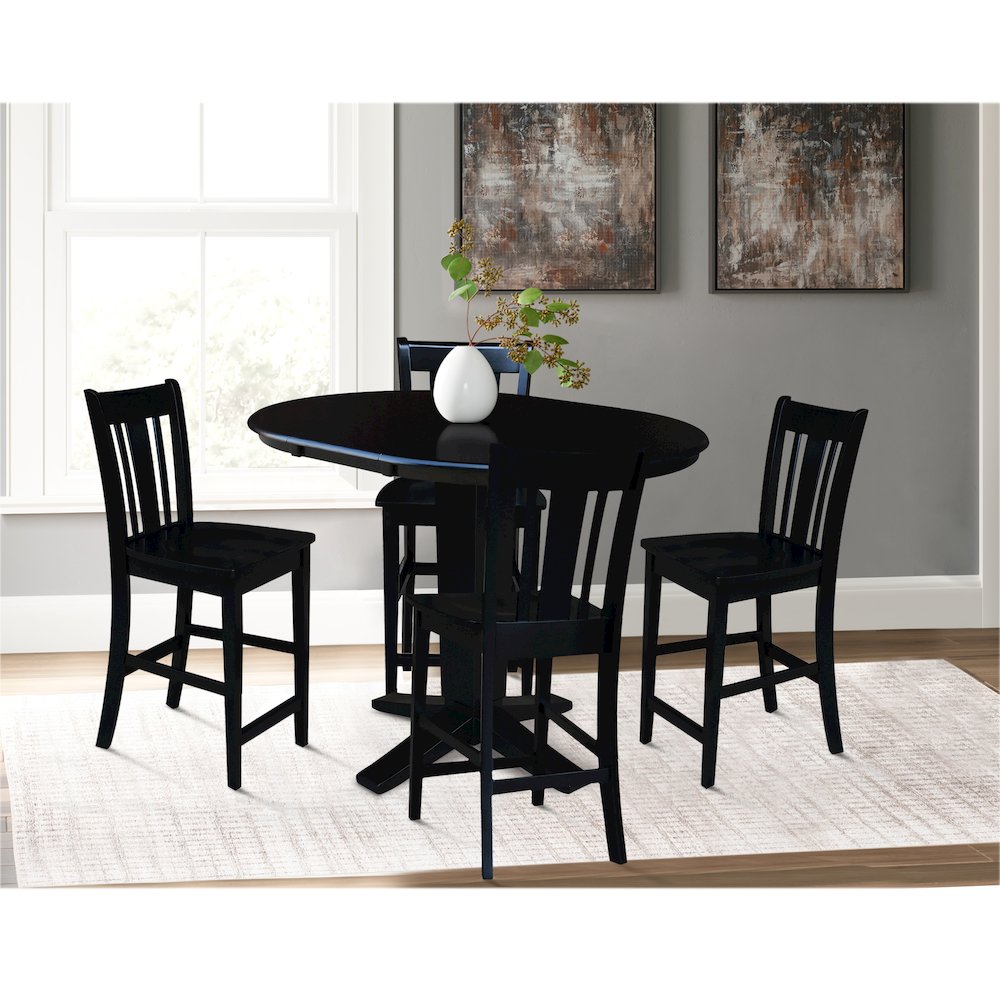 36 in Round Counter Height Dining Table with 12 in Black - 5 Pcs Set. Picture 5