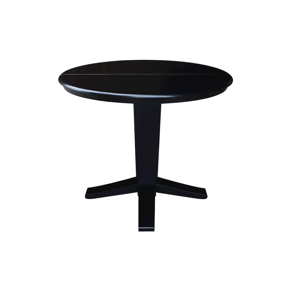 36 in Round Top Pedestal Dining Table with 12 in Leaf in Black. Picture 6