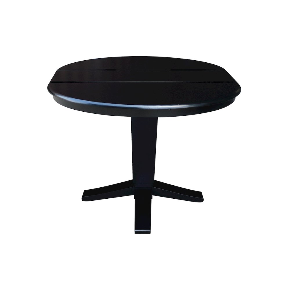 36 in Round Top Pedestal Dining Table with 12 in Leaf in Black. Picture 5