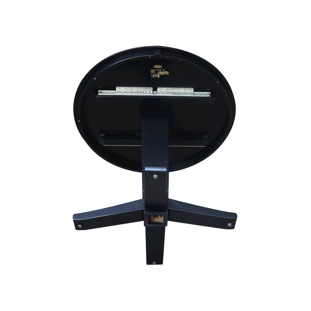 36 in Round Top Pedestal Dining Table with 12 in Leaf in Black. Picture 8