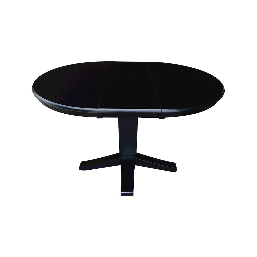36 in Round Top Pedestal Dining Table with 12 in Leaf in Black. Picture 10