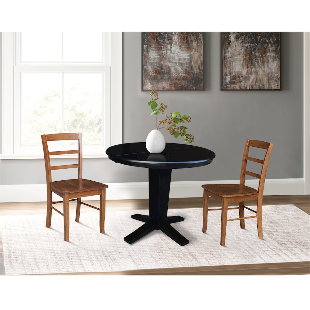 36 in Round Dining Table with 12 and 2 Dining Chairs - 3 Piece Set. Picture 3