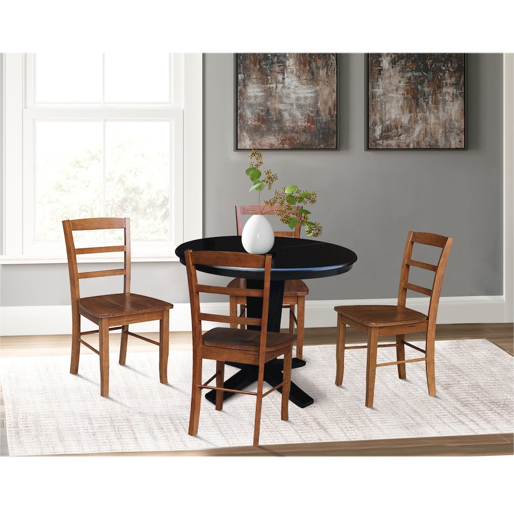 36 in Round Dining Table with 12 and 4 Dining Chairs - 5 Piece Set. Picture 3