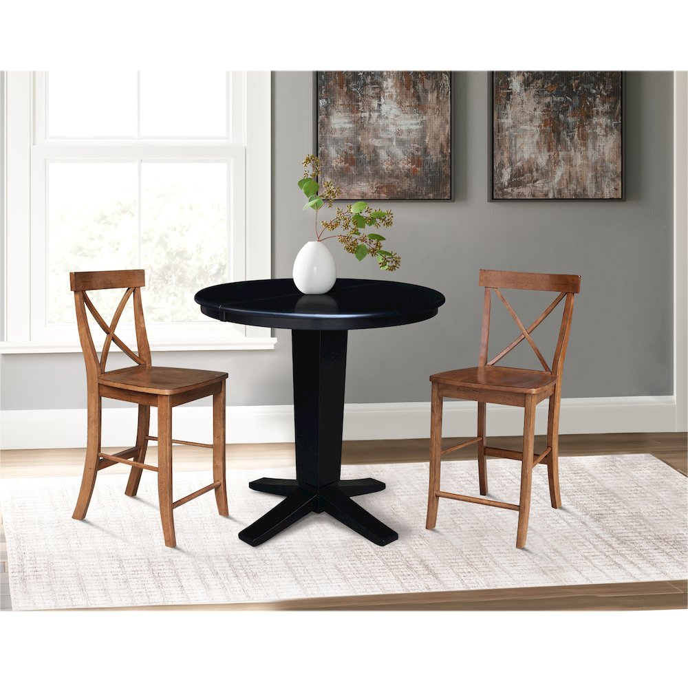 36 in Round Counter Height Dining Table with 12, 2 Stools, 3 Pcs Set. Picture 3