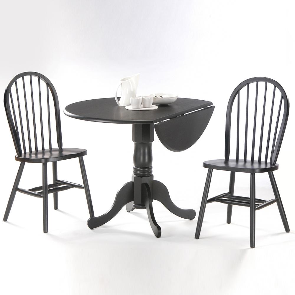 42" Dual Drop Leaf Table With 2 Windsor Chairs. Picture 1