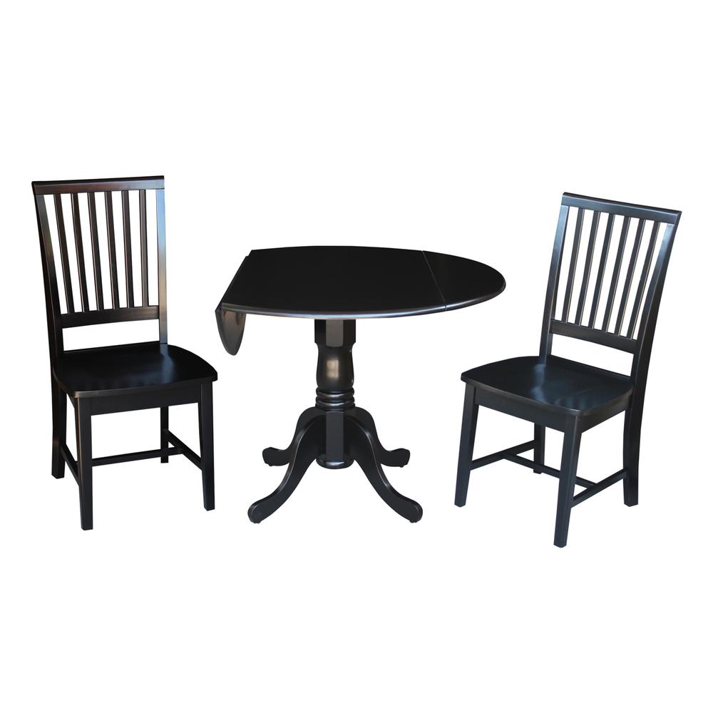 42" Dual Drop Leaf Table With 2 Mission Chairs. Picture 1