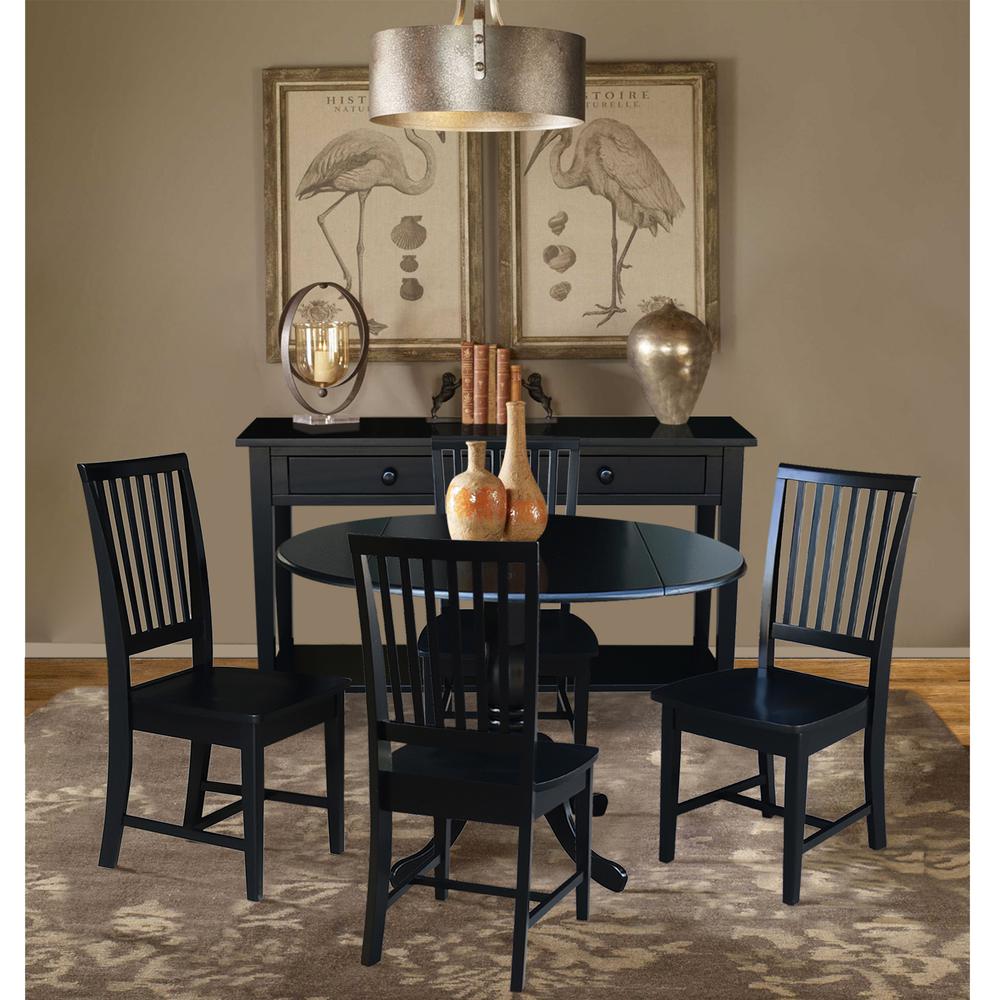 42 in. Dual Drop Leaf Table with 4 Slat Back Dining Chairs - 5 Piece Dining Set. Picture 2