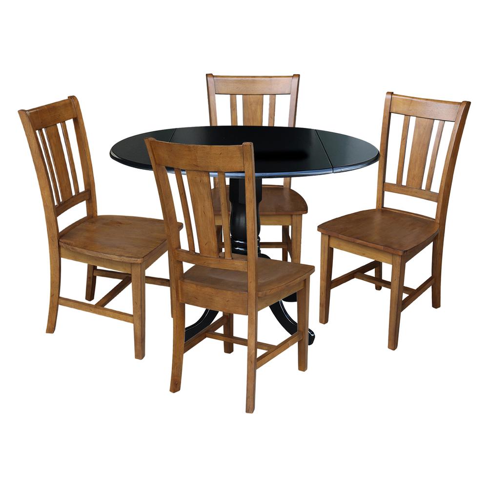 42 in. Dual Drop Leaf Table with 4 Splat Back Dining Chairs - 5 Piece Dining Set. Picture 1