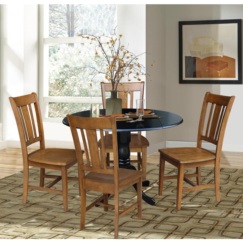 42 in. Dual Drop Leaf Table with 4 Splat Back Dining Chairs - 5 Piece Dining Set. Picture 2