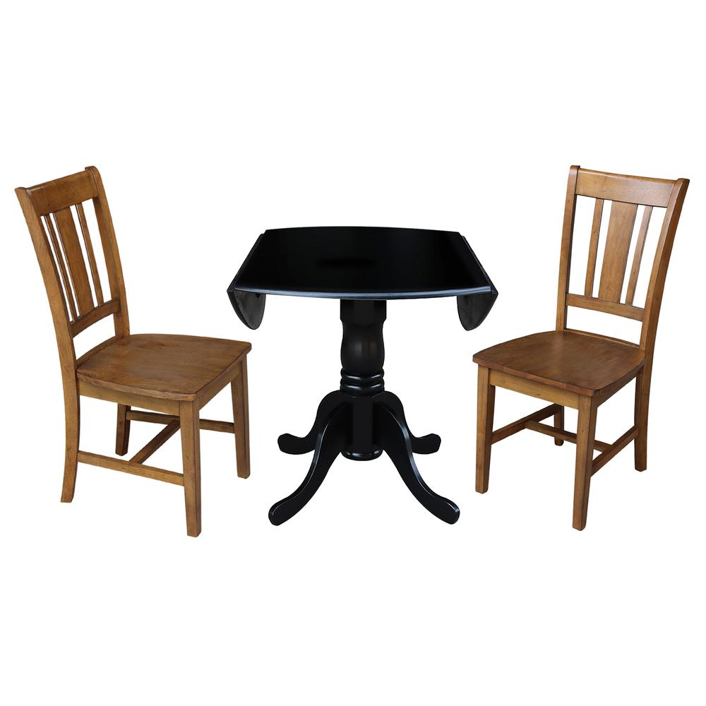 42 in. Dual Drop Leaf Table with 2 Splat Back Dining Chairs - 3 Piece Dining Set. Picture 5
