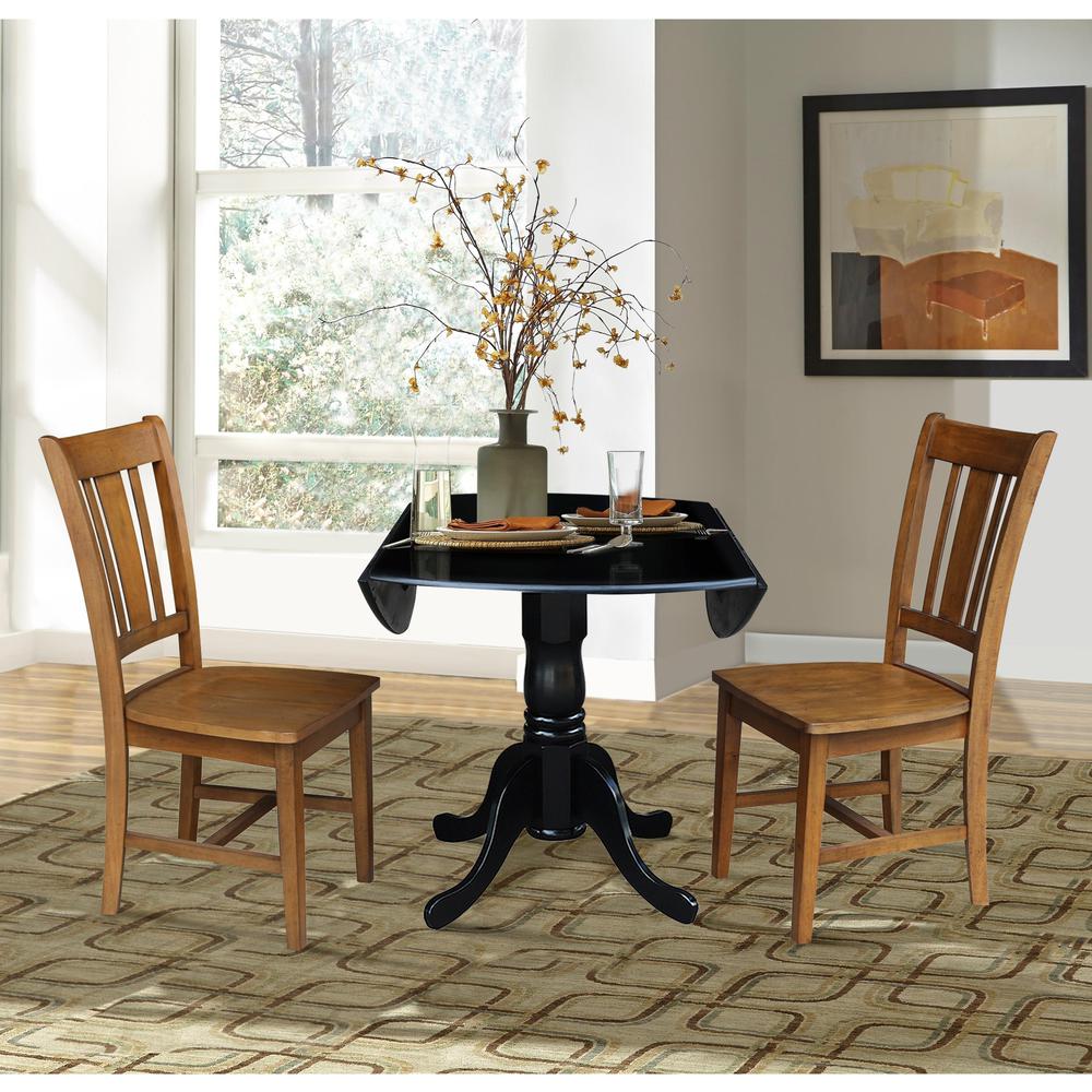 42 in. Dual Drop Leaf Table with 2 Splat Back Dining Chairs - 3 Piece Dining Set. Picture 6