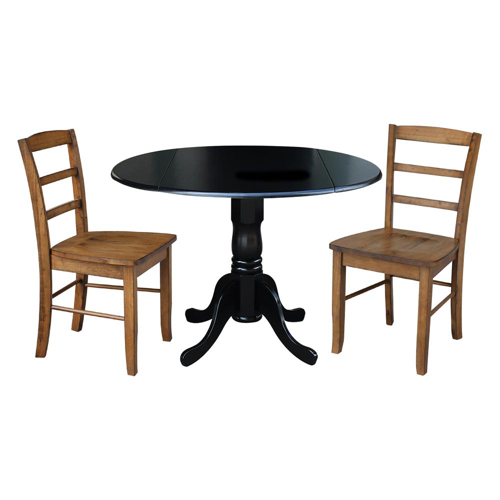 42 in. Dual Drop Leaf Table with 2 Ladder Back Dining Chairs. Picture 1