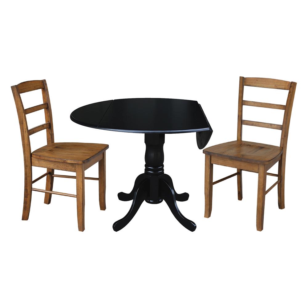 42 in. Dual Drop Leaf Table with 2 Ladder Back Dining Chairs. Picture 3