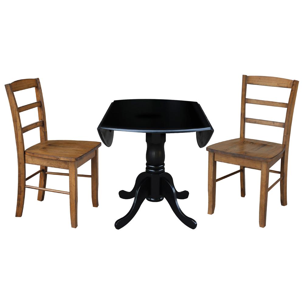 42 in. Dual Drop Leaf Table with 2 Ladder Back Dining Chairs. Picture 5