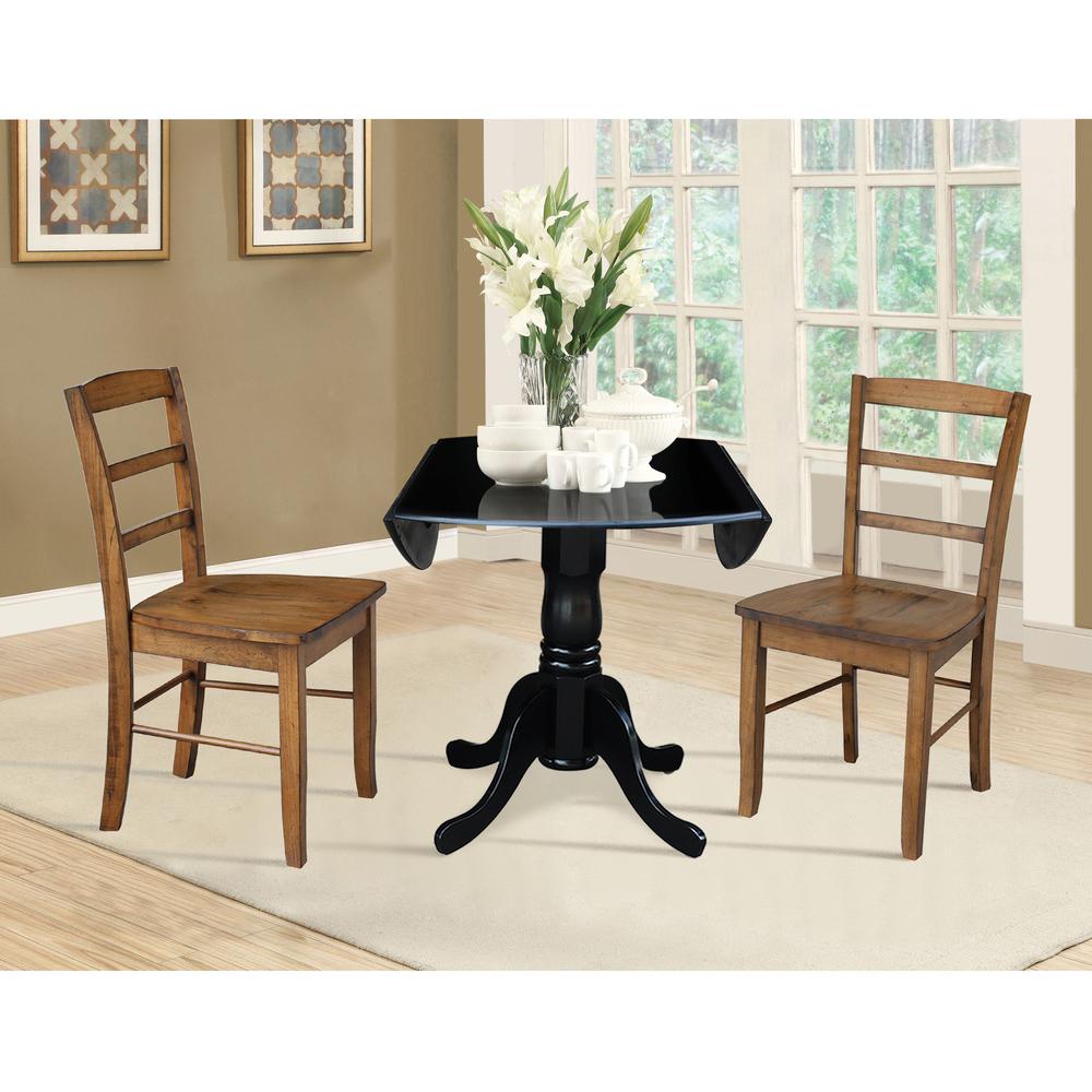 42 in. Dual Drop Leaf Table with 2 Ladder Back Dining Chairs. Picture 6