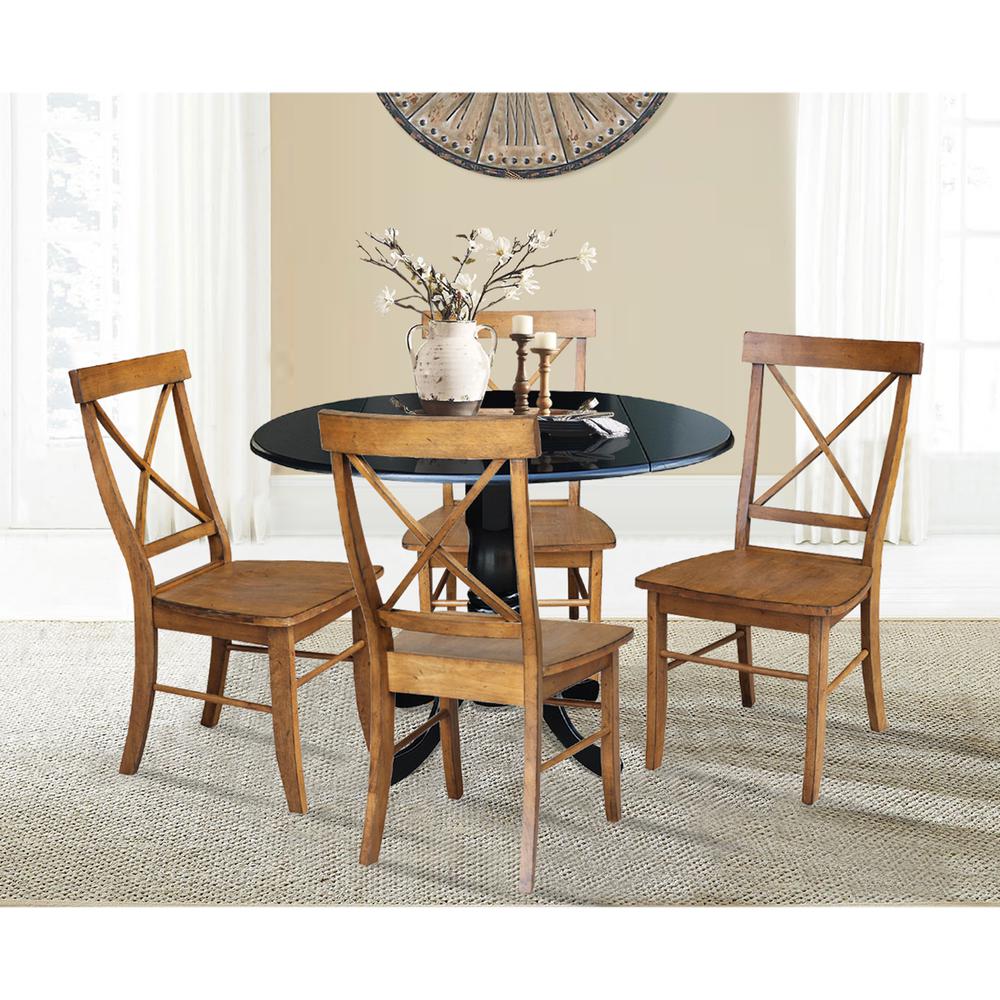 42 in. Dual Drop Leaf Table with 4 Cross Back Dining Chairs - 5 Piece Dining Set. Picture 2