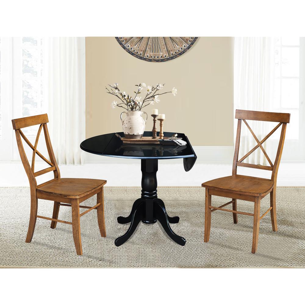 42 in. Dual Drop Leaf Table with 2 Cross Back Dining Chairs - 3 Piece Dining Set. Picture 4