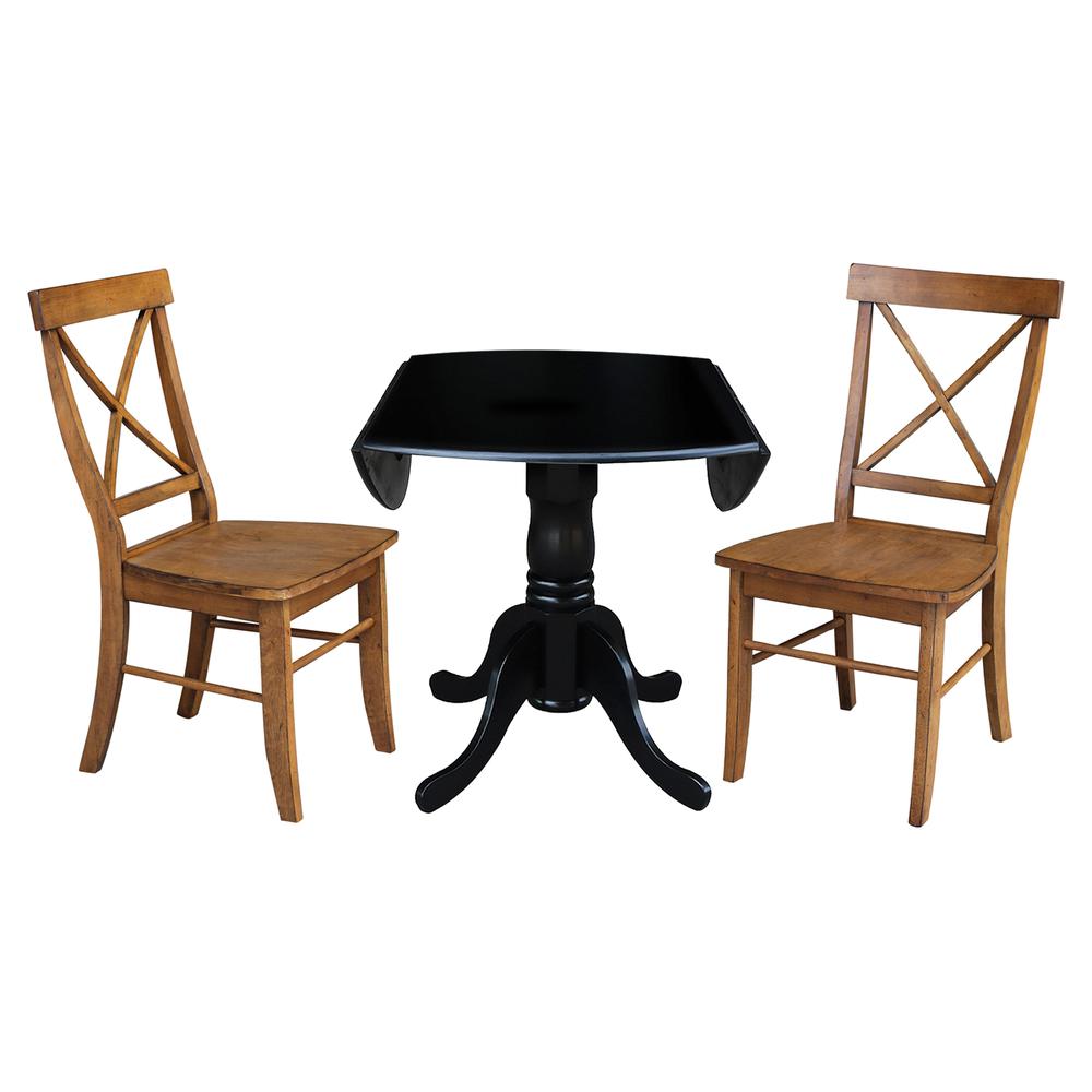 42 in. Dual Drop Leaf Table with 2 Cross Back Dining Chairs - 3 Piece Dining Set. Picture 5
