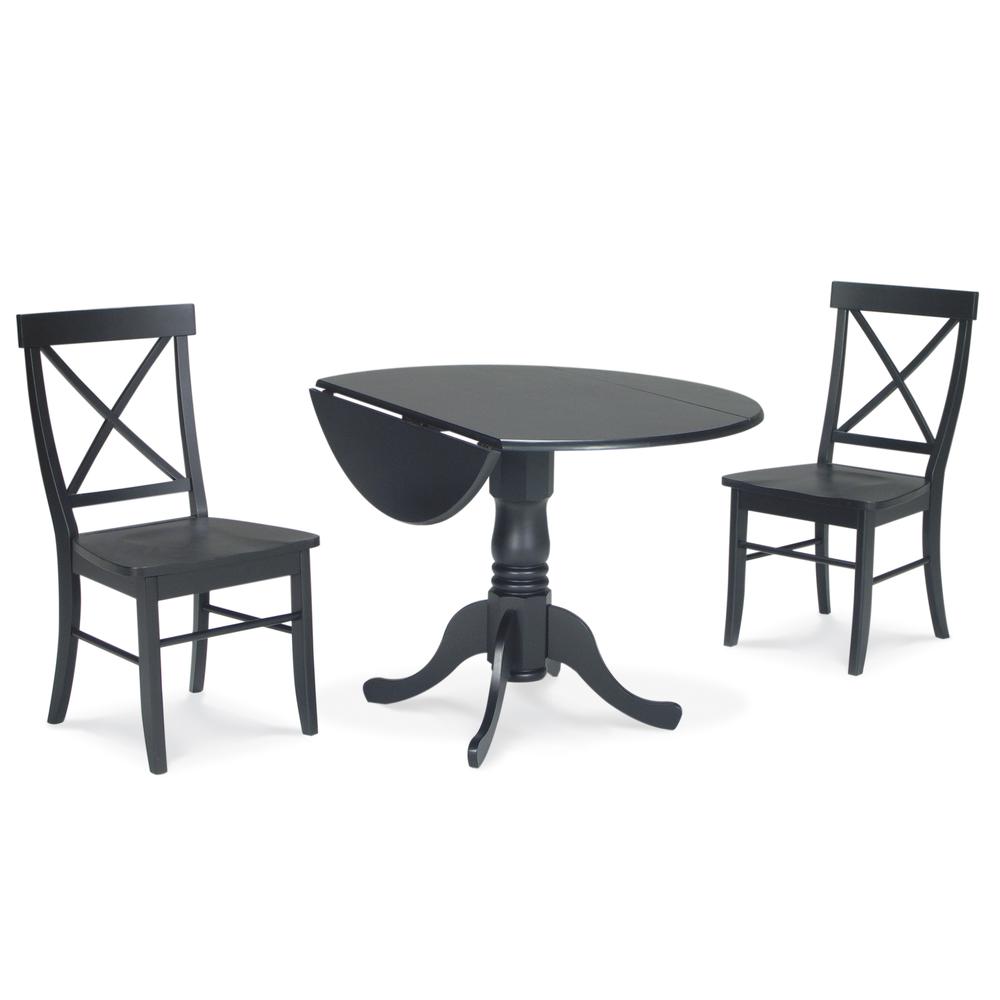 42" Dual Drop Leaf Table With 2 X-Back Chairs. Picture 1