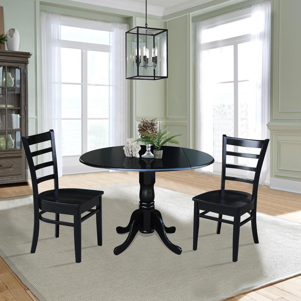 42 in. Dual Drop Leaf Table with 2 Ladder Back Dining Chairs. Picture 2