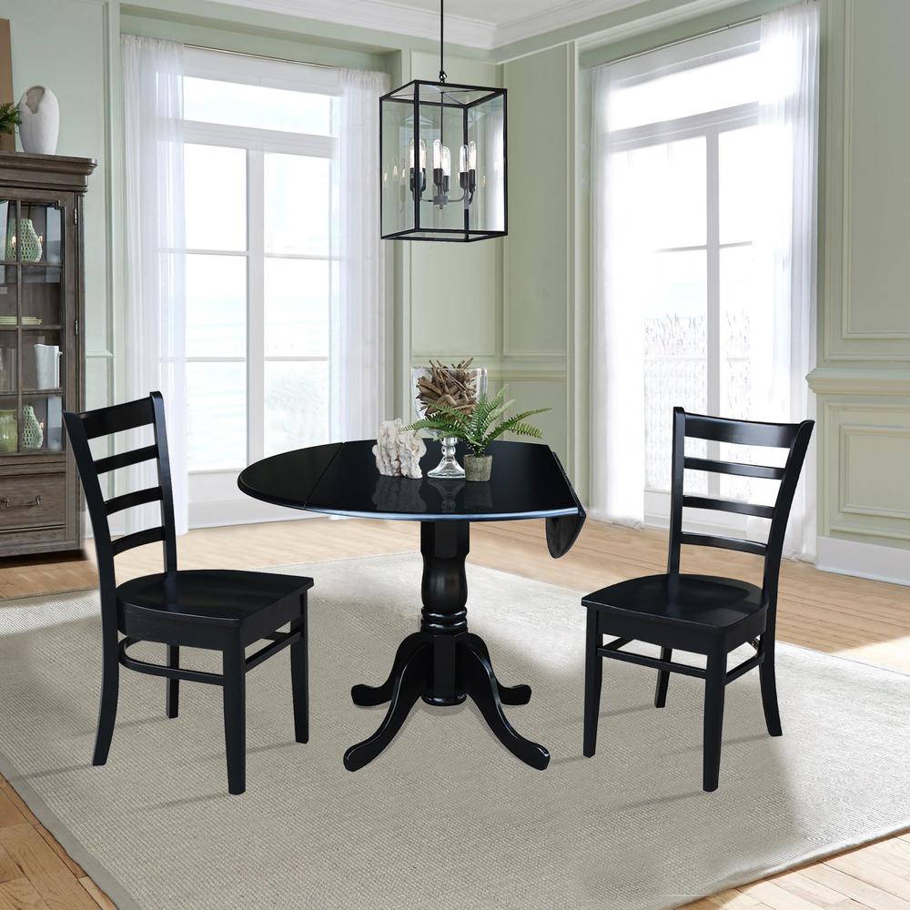 42 in. Dual Drop Leaf Table with 2 Ladder Back Dining Chairs. Picture 4