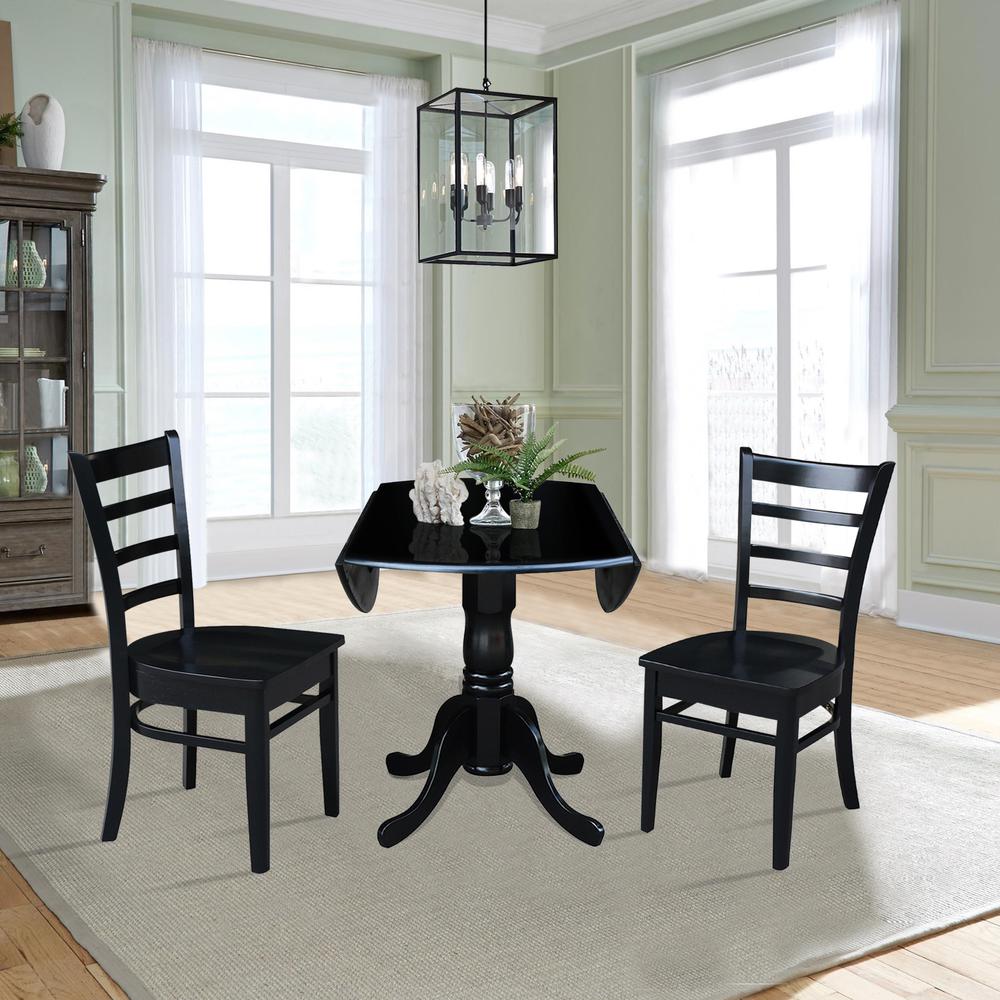 42 in. Dual Drop Leaf Table with 2 Ladder Back Dining Chairs. Picture 6