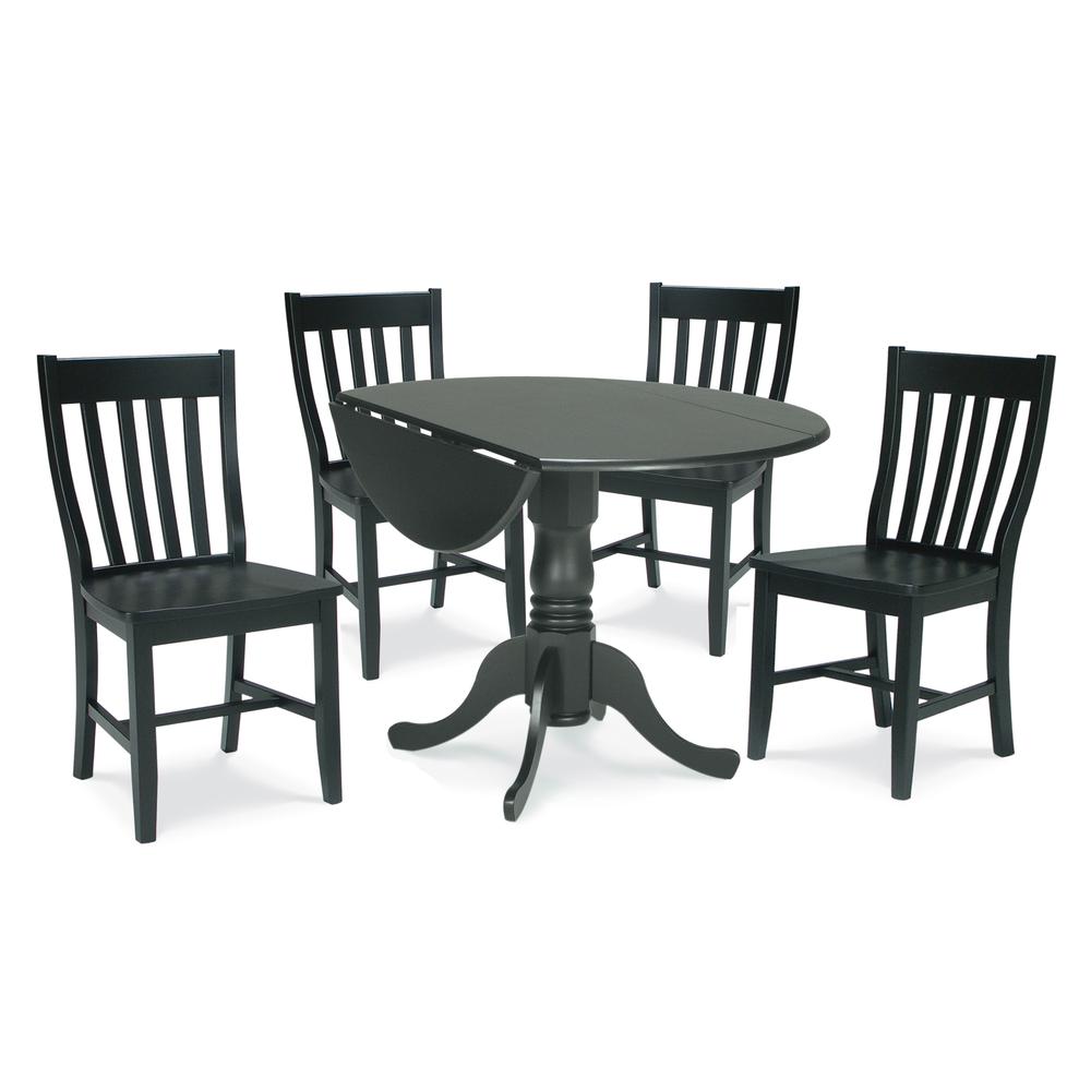 42" Dual Drop Leaf Table With 4 Schoolhouse Chairs. Picture 1