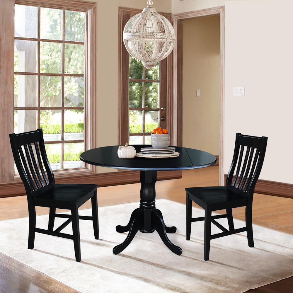 42 in. Dual Drop Leaf Table with 2 Slat Back Dining Chairs - 3 Piece Dining Set. Picture 2