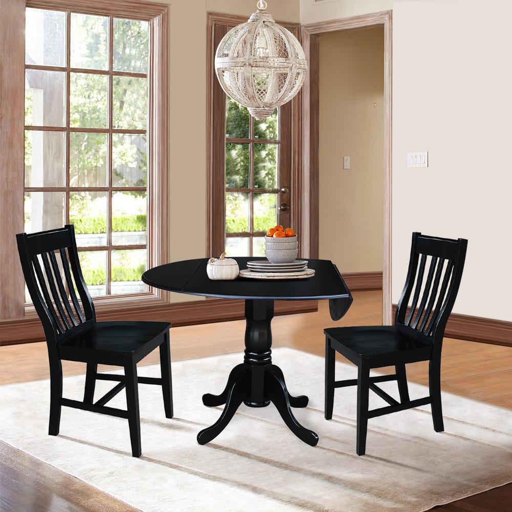 42 in. Dual Drop Leaf Table with 2 Slat Back Dining Chairs - 3 Piece Dining Set. Picture 4