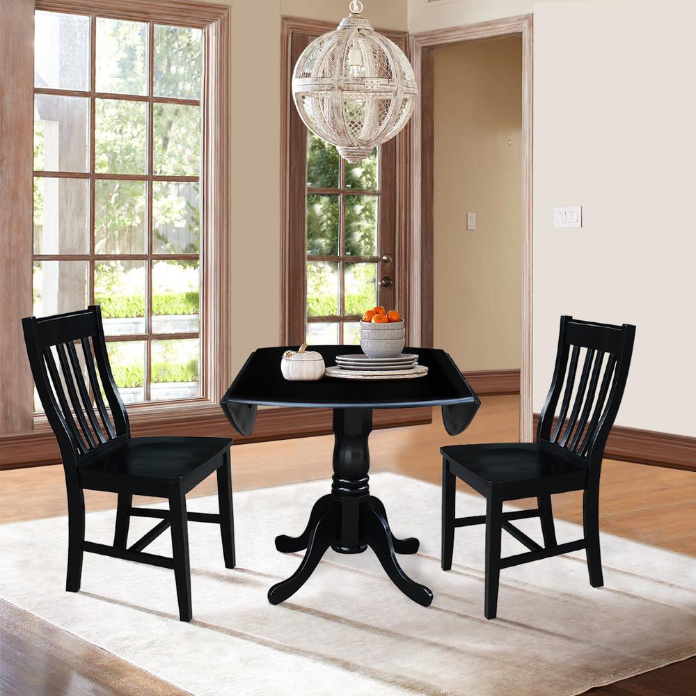 42 in. Dual Drop Leaf Table with 2 Slat Back Dining Chairs - 3 Piece Dining Set. Picture 6