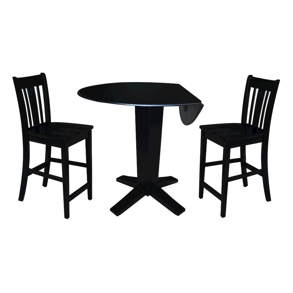 42 in Counter Height Dining Table with 2 Stools in Black - 3 Piece Set. Picture 6