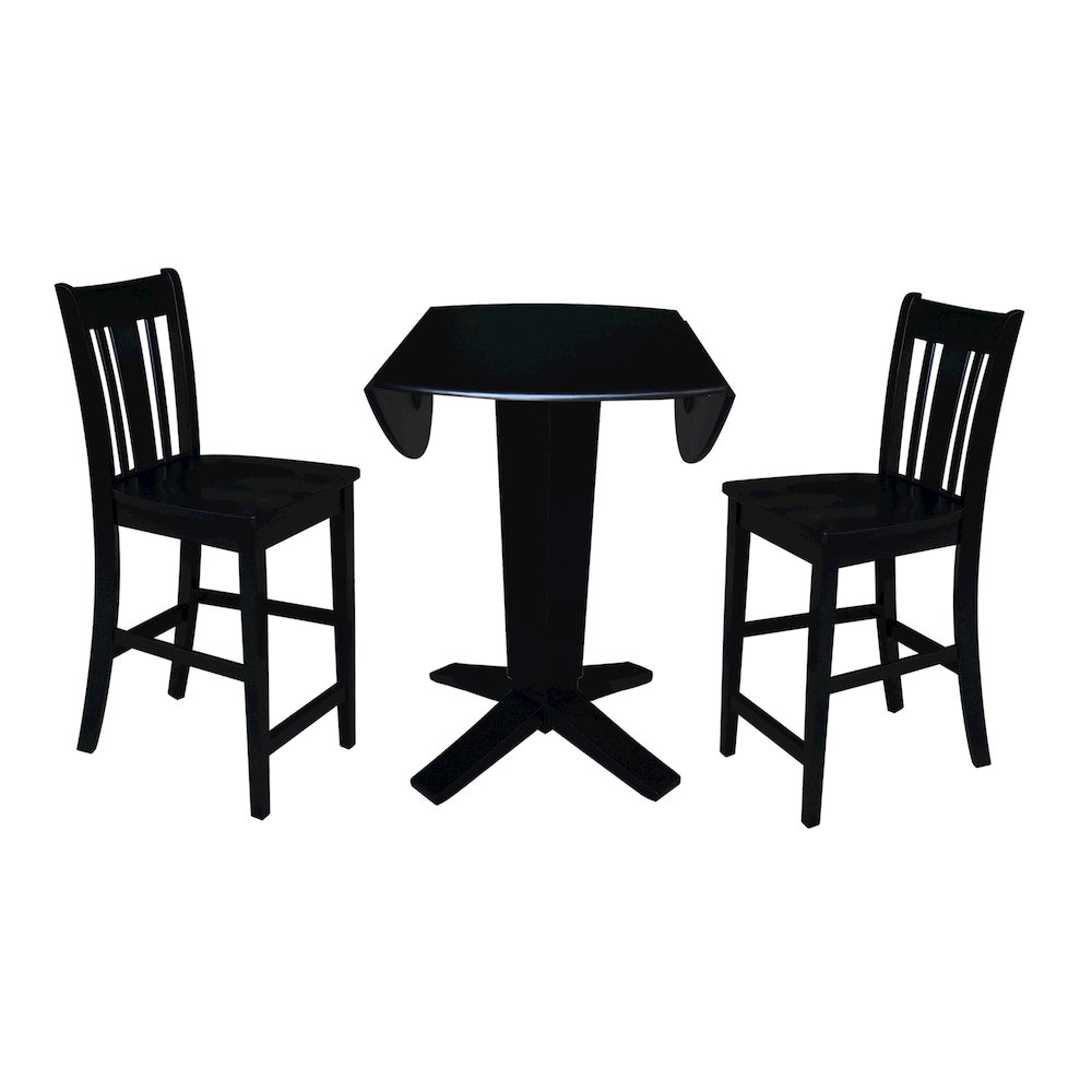 42 in Counter Height Dining Table with 2 Stools in Black - 3 Piece Set. Picture 8