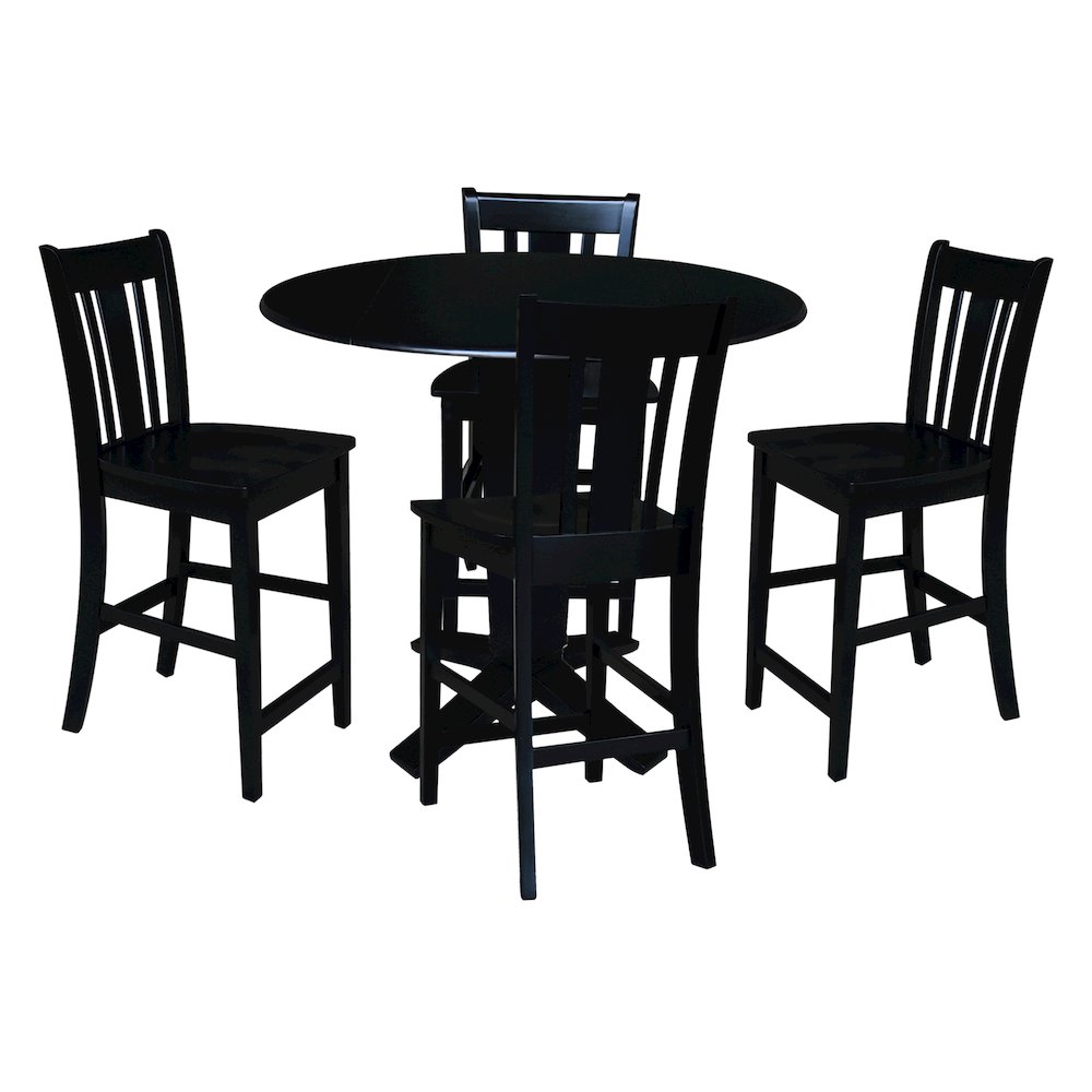 42 in Counter Height Dining Table with 4 Stools in Black - 5 Piece Set. Picture 1