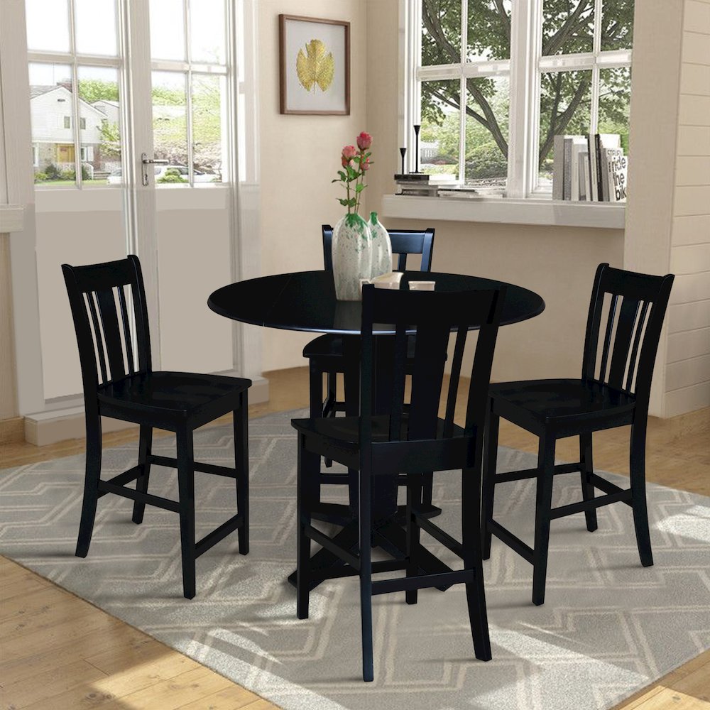 42 in Counter Height Dining Table with 4 Stools in Black - 5 Piece Set. Picture 2