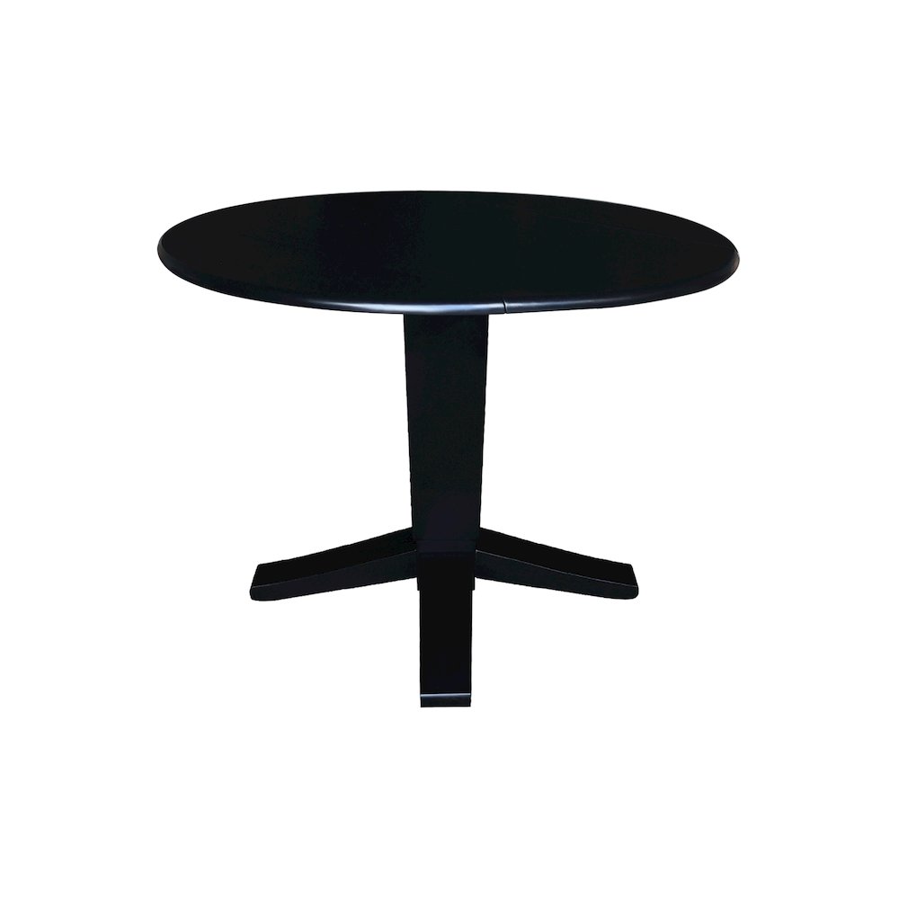 42 in Round Dual Drop Leaf Pedestal Dining Table in Black. Picture 5