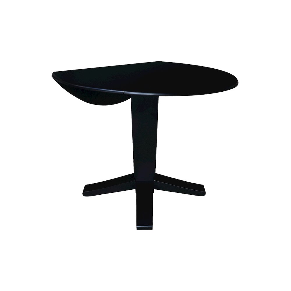 42 in Round Dual Drop Leaf Pedestal Dining Table in Black. Picture 3