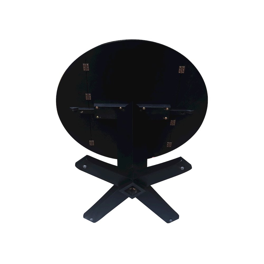 42 in Round Dual Drop Leaf Pedestal Dining Table in Black. Picture 6
