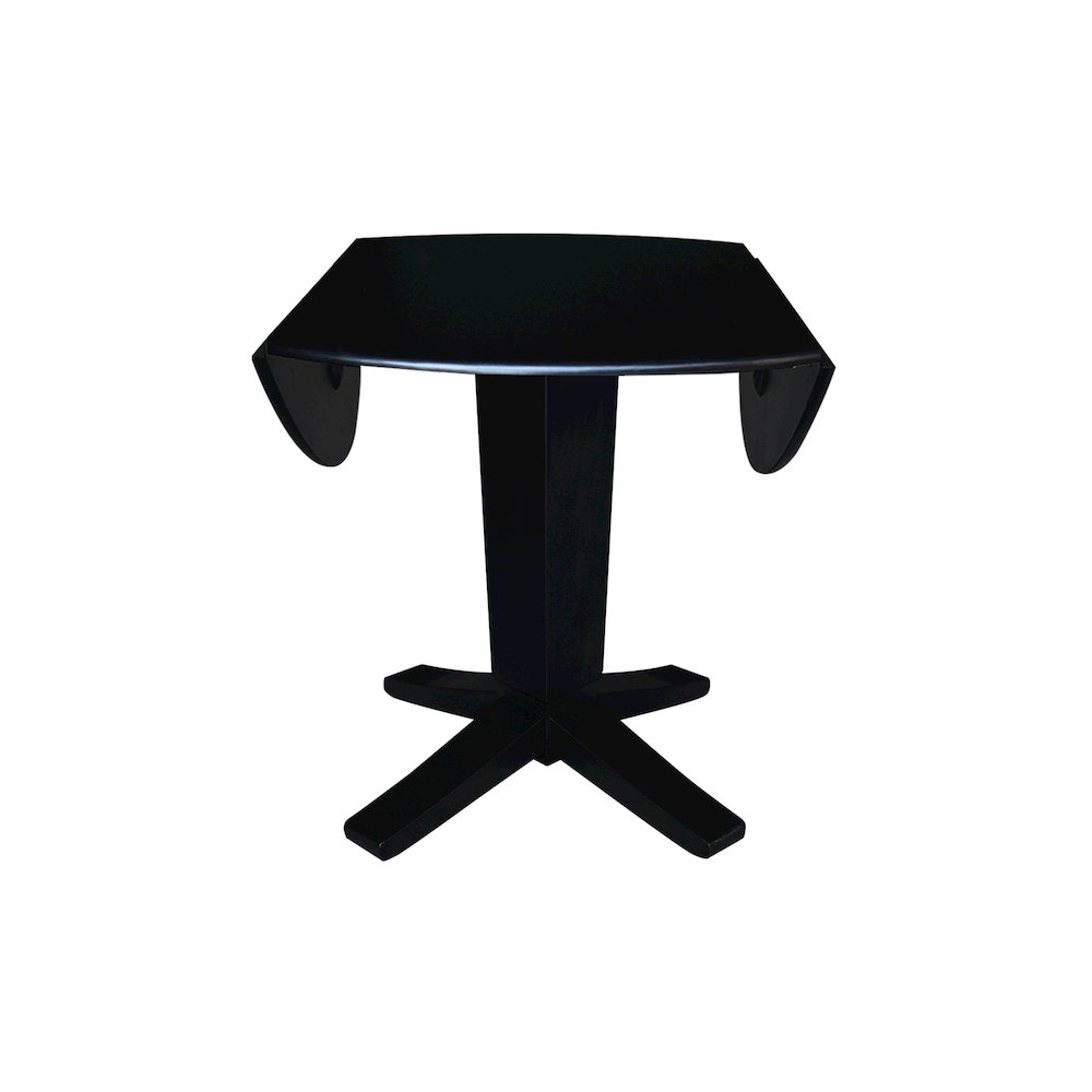 42 in Round Dual Drop Leaf Pedestal Dining Table in Black. Picture 8