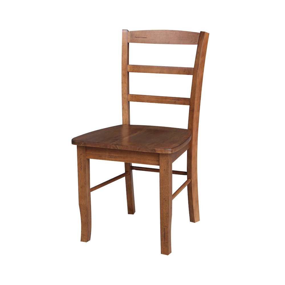 42 in Pedestal Table with 2 Dining Chairs in Black/Distressed Oak - 3 Piece Set. Picture 2