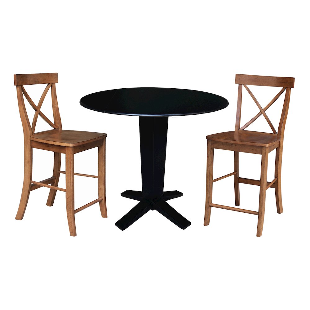 42 in Counter Height Dining Table with 2 Stools - 3 Piece Set. Picture 1