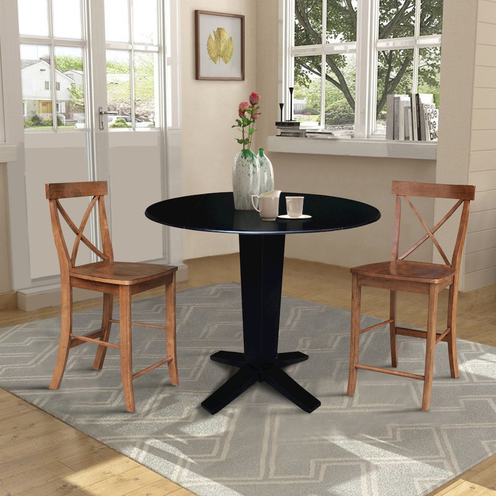 42 in Counter Height Dining Table with 2 Stools - 3 Piece Set. Picture 2